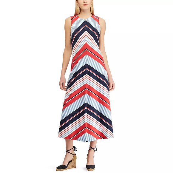 Chaps Women's Chevron Striped Maxi Dress- Size XL - Picture 1 of 13
